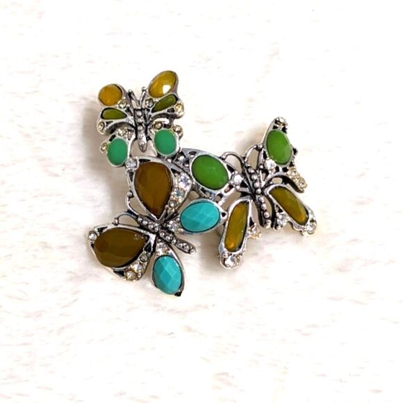 Vintage 90's MONET Three Butterfly Brooche - Picture 4 of 10